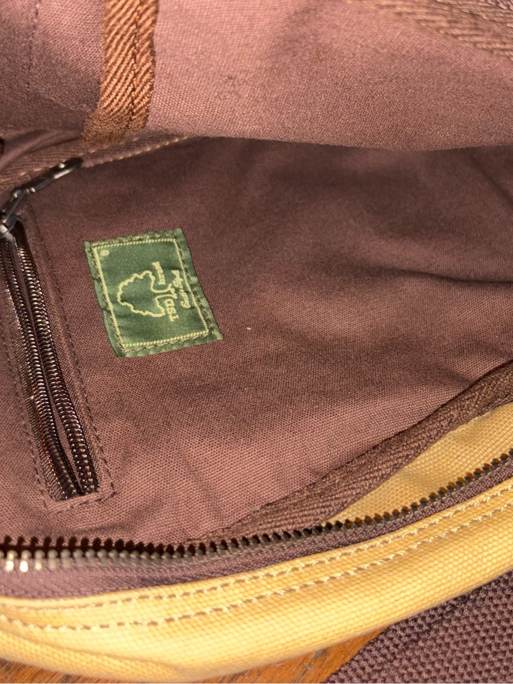 TSD Brand Hidden Woods Canvas Sling Crossbody Bag Travel Khaki Tan Multi Pocket - Picture 10 of 16
